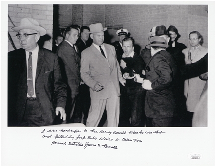 JFK Homicide Detective James R. Leavelle Signed and Inscribed Lee Harvey Oswald Shooting 8x13 Photo (JSA)  